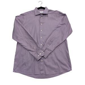Eton Men's Cotton Sz 17.5 44 Oxford Button Up Long Sleeve Purple Checked Shirt